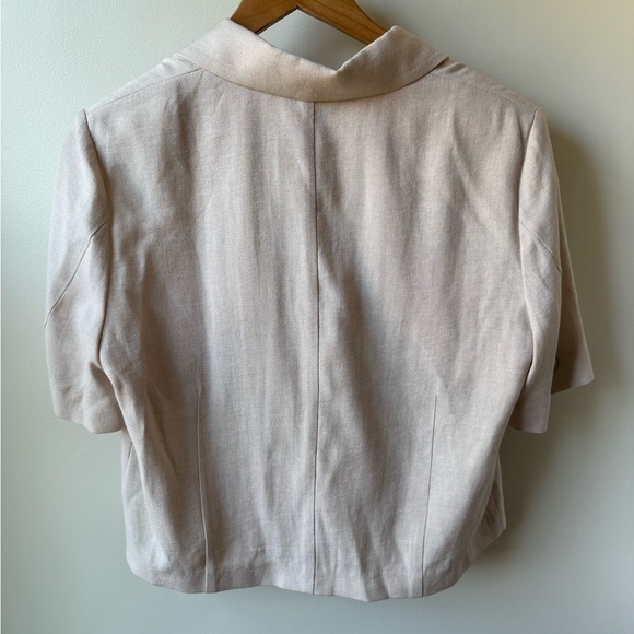 NWT JJ RO Short Sleeve Blazer Jacket neutral Tan Career Office Corporate Boxy M - Picture 2 of 7